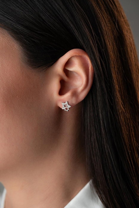 Heliophilia Silver Pendientes de Plata Esterlina 925 con Circonio